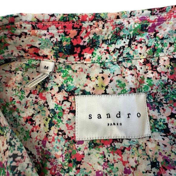 Sandro Mens Ballard Multicolor Floral Crisp Poplin Button Front Dress Shirt, M - Picture 9 of 9